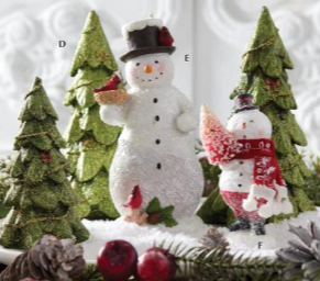 Green Glitter Christmas Tree Figurine Set