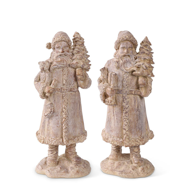 Natural Wood Tone Santa Figurines