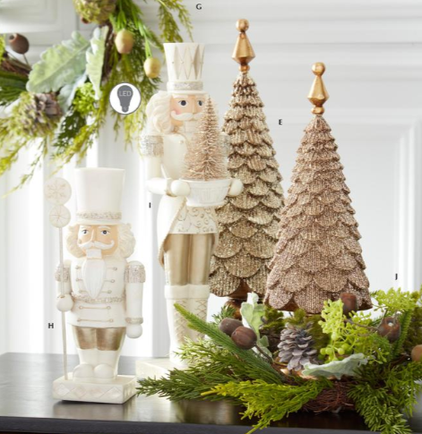 Glittered Cream Gold and Silver Nutcracker with LED Tree