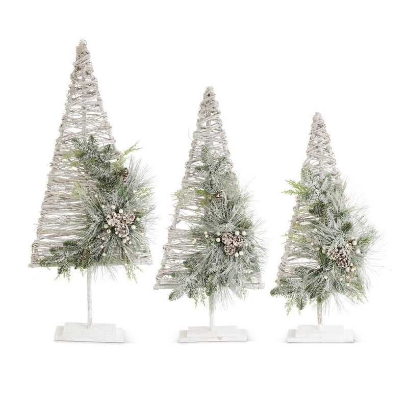 Whitewashed Woven Twig Trees