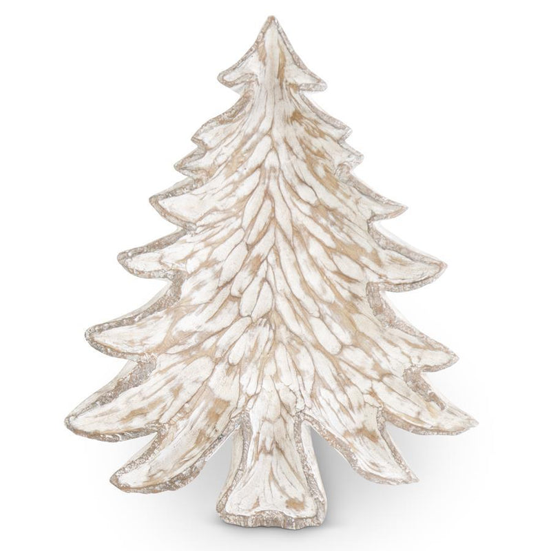 Whitewashed Carved Tree Display Plate