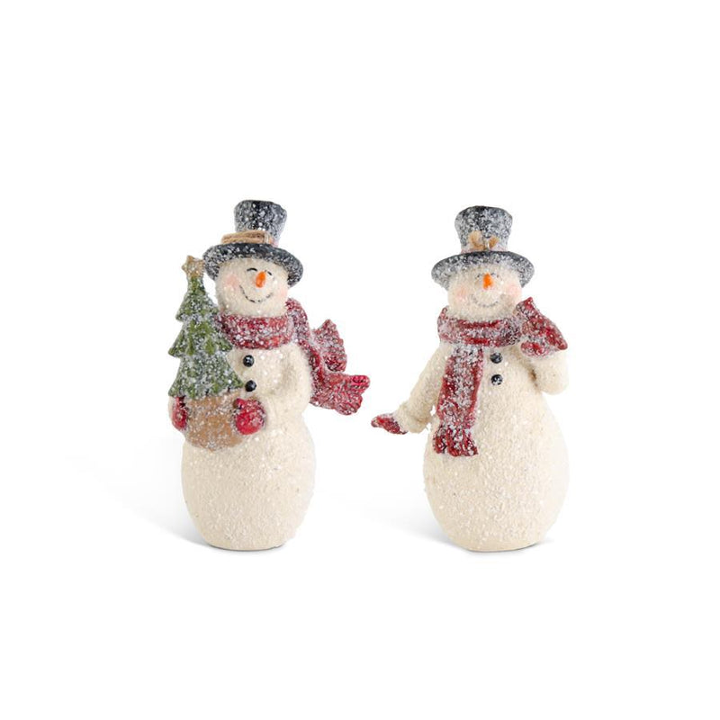 Glittered Vintage Snowmen Figurine