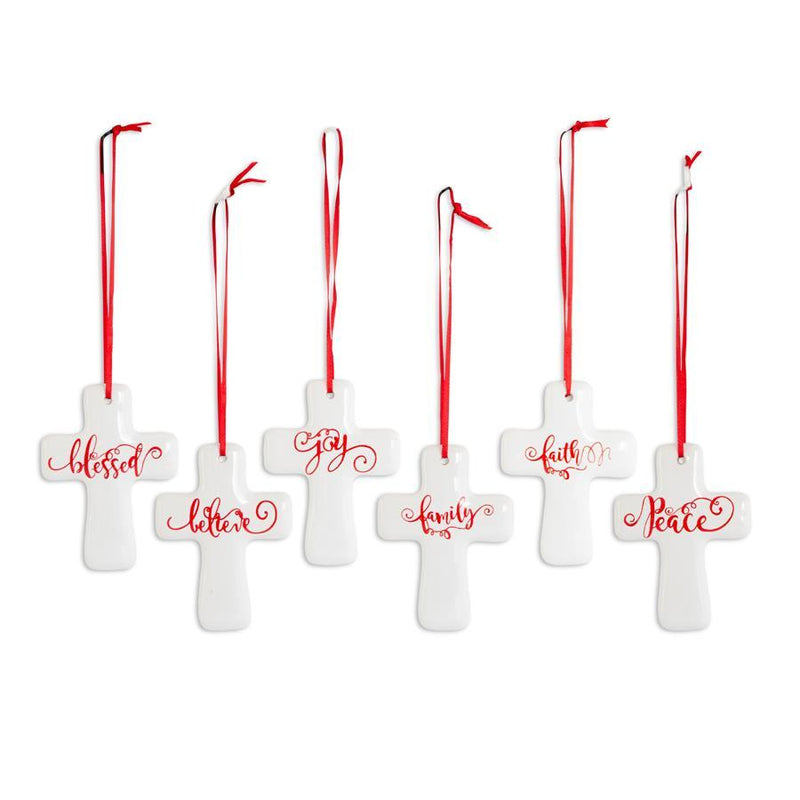 White Ceramic Cross Ornaments