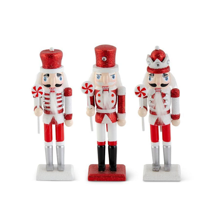 Red and White Glittered Wood Nutcrackers