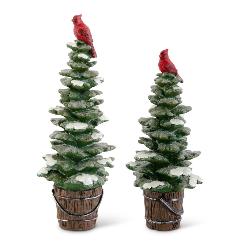 Snowy Trees on Pail with Cardinal