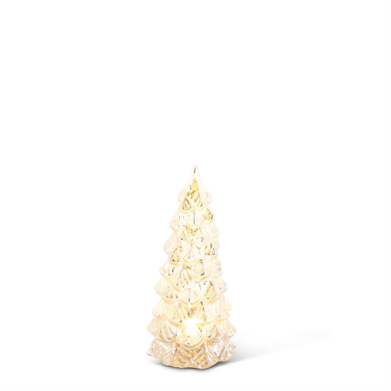 Glittered LED Silver Mercury Glass Tree with Timer