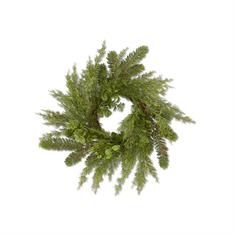 Boxwood and Mixed Pine Candle Ring