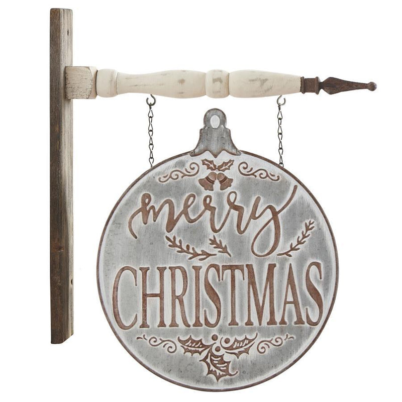 Decorative sign with 'Merry Christmas' text on a white background