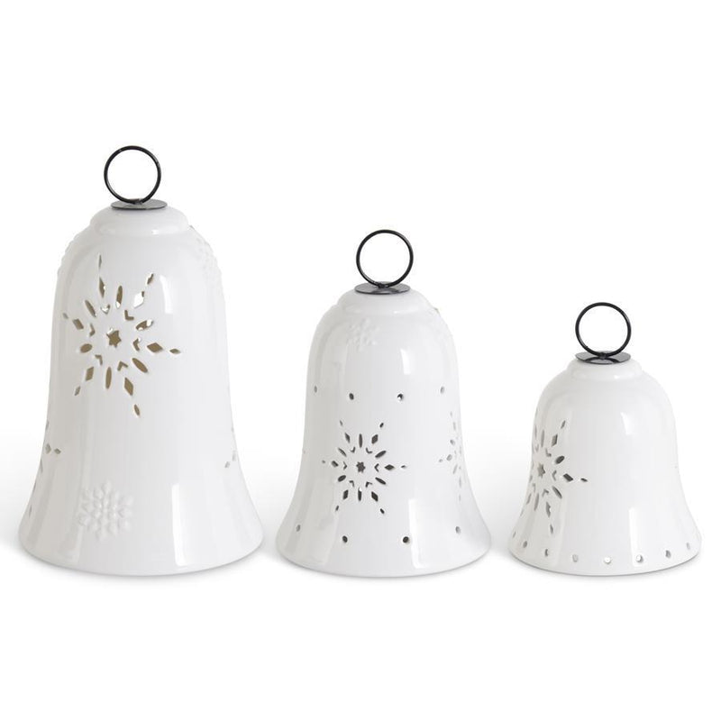 White LED Bells with Cutout Snowflakes