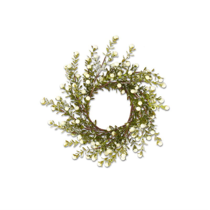 Snowy White Berry Leaf Candle Ring