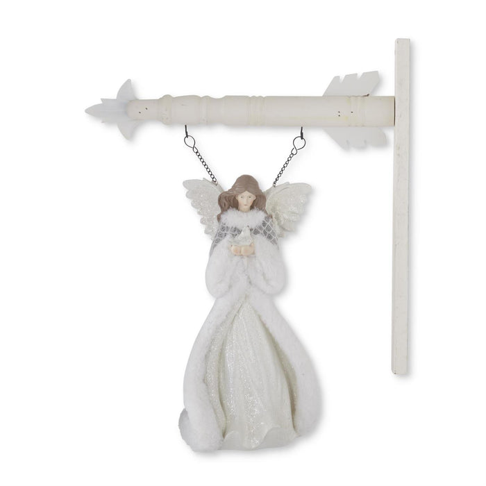 Fur Trimmed Angel with White Glittered Wings Arrow Replacement