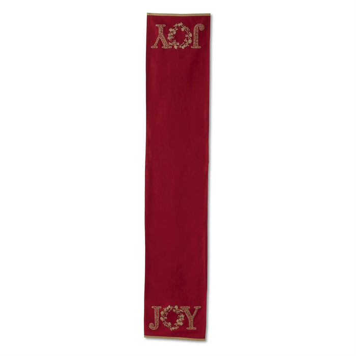 Red Gold Beaded JOY Table Runner - 72"