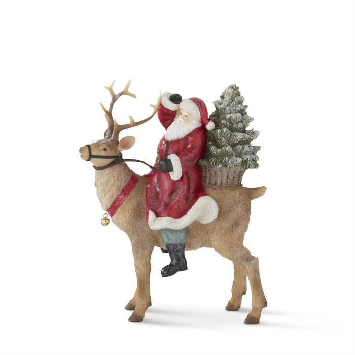 Glittered Santa Riding Reindeer