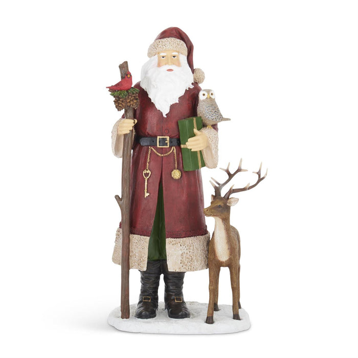 Santa with Cardinal Owl and Reindeer