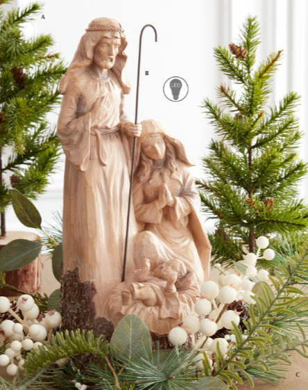 Woodgrain LED Nativity Scene