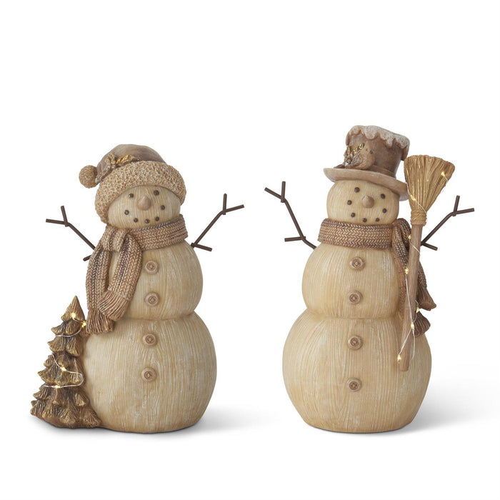 Woodgrain LED Snowmen