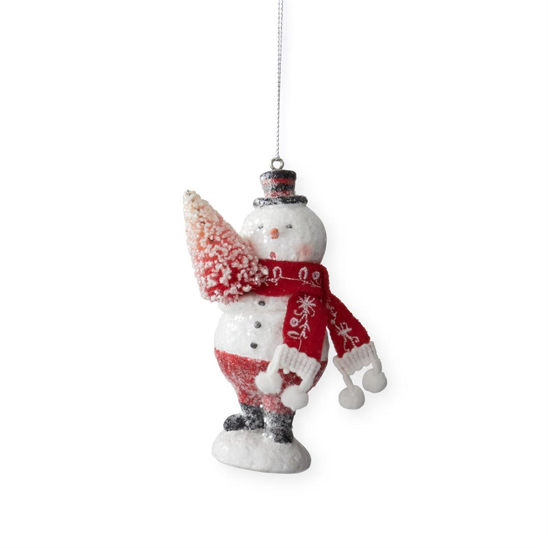 Glittered Snowman with Tree Ornament