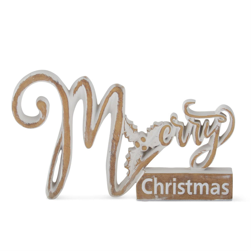 Brown and White Merry Christmas Table Sign