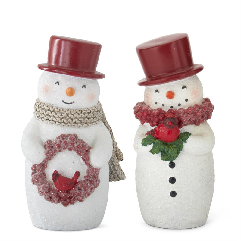 Glittered Snowmen with Red Accents