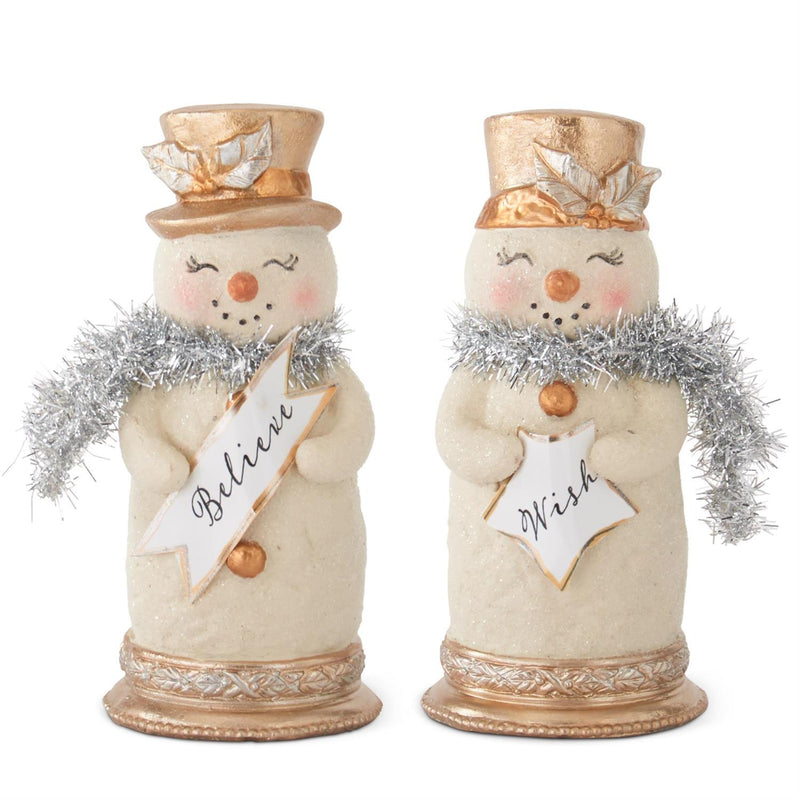 Snowmen with Silver Tinsel Figurines