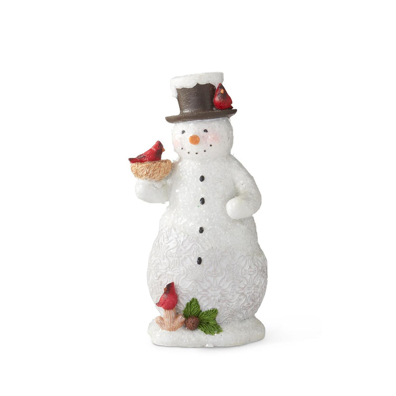 Glittered Snowman with Birds Ornament