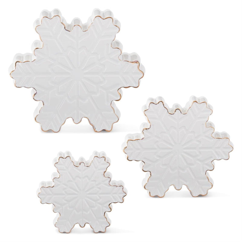 Tabletop Snowflakes with Gold Trim Figurines