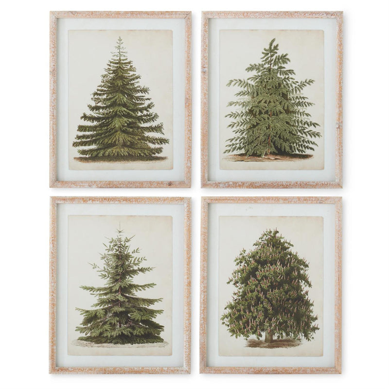 Natural Carved Wood Framed Pine Tree Art