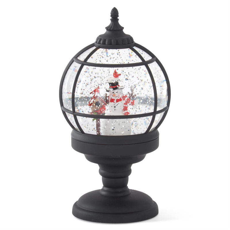 Black Grid Snowman Snow Globe