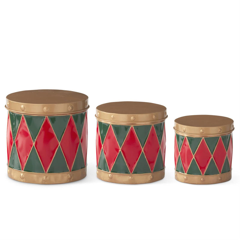 Red and Green Metal Drum Containers