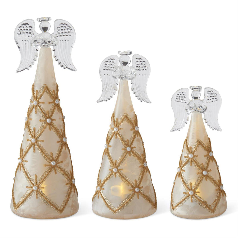 Gold and Pearl LED Tall Angels