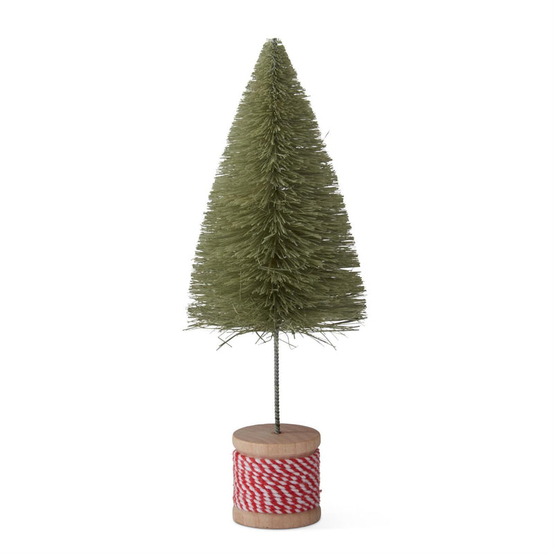 Light Green Sisal Bottle Brush Tree on Red Base