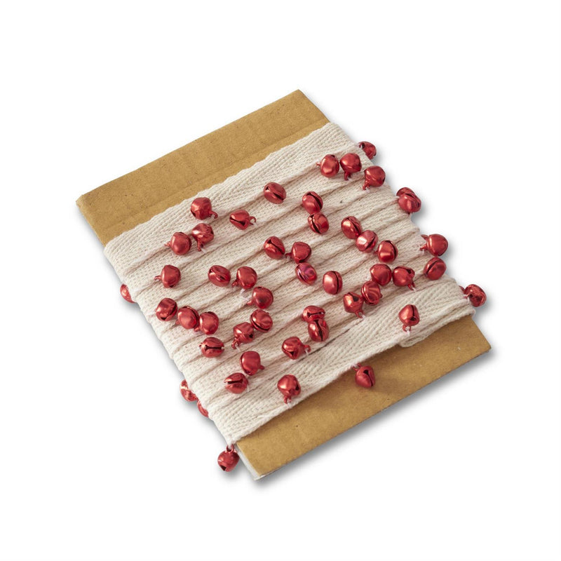 A red bead garland on a brown background