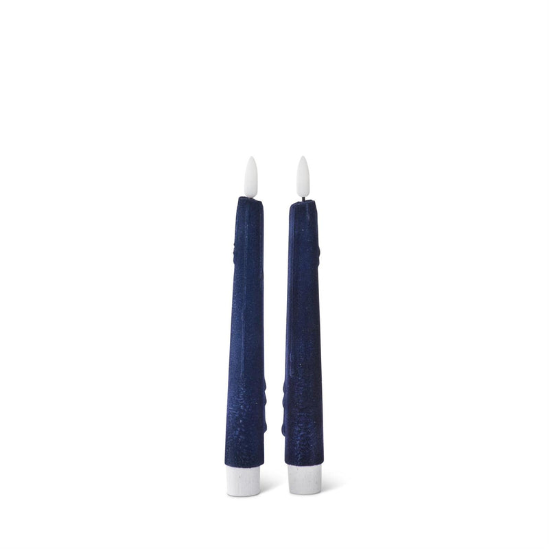 Flocked LED Drip Taper Candles w/Timers