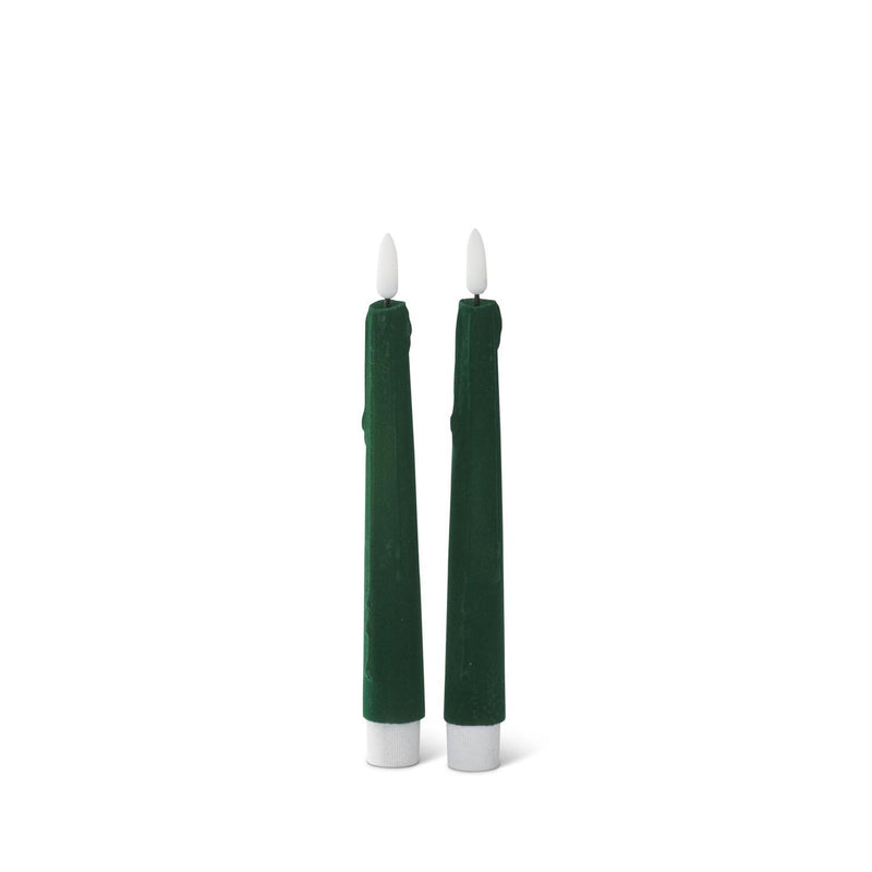 Flocked LED Drip Taper Candles w/Timers
