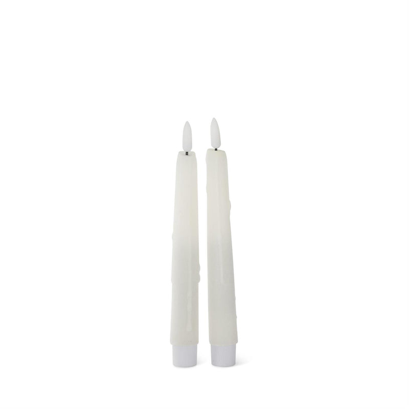 Flocked LED Drip Taper Candles w/Timers