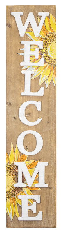 Sunflower Welcome Vertical Sign