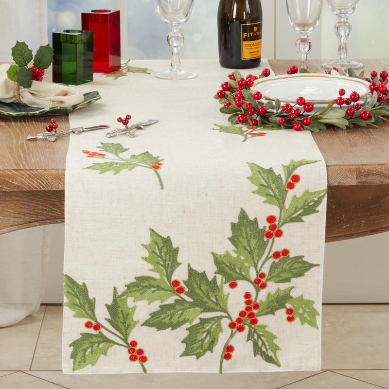 Holly Leaves Runner - 70"