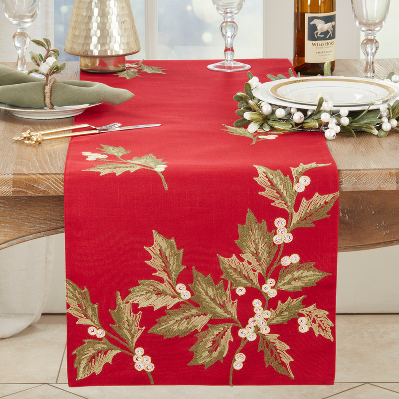 Holly Leaves Runner - 70"