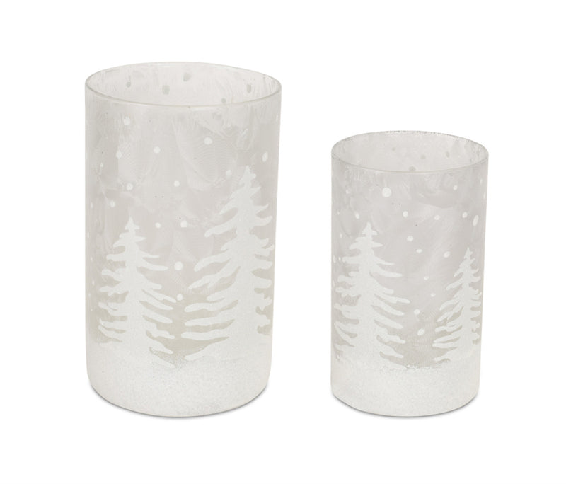 White Christmas Tree Candle Holder Set