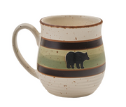 Ceramic mug with bear silhouette design on a white background
