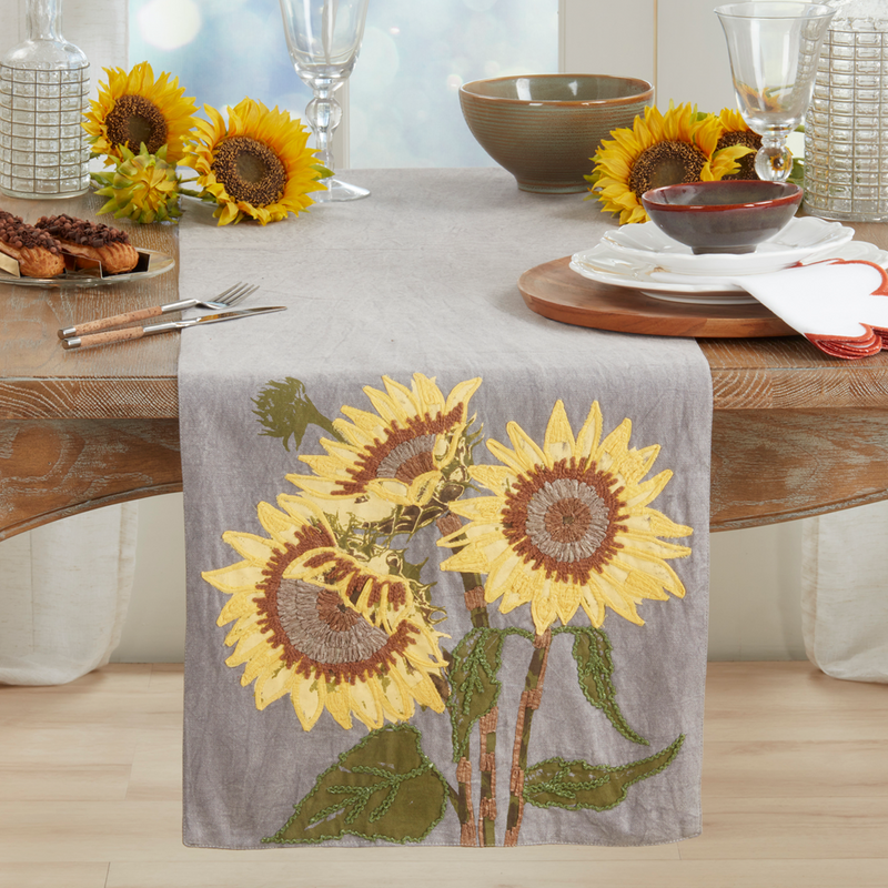 Embroidered Sunflower Runner - 72"