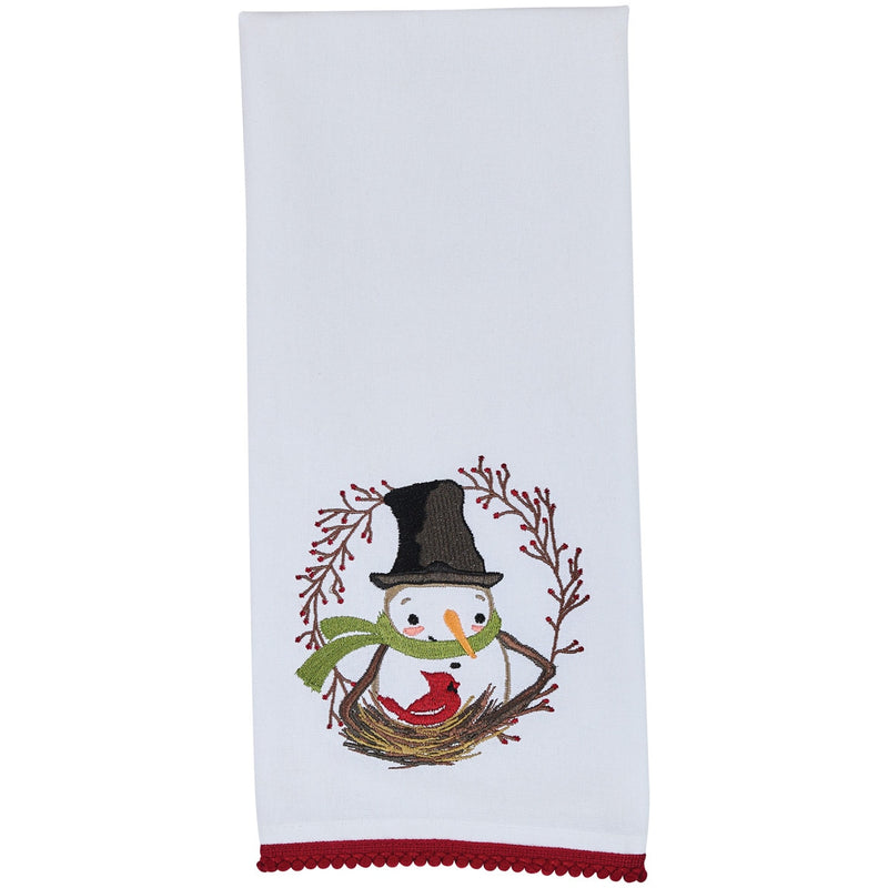 Snowman and Berry Wreath Dish Towel