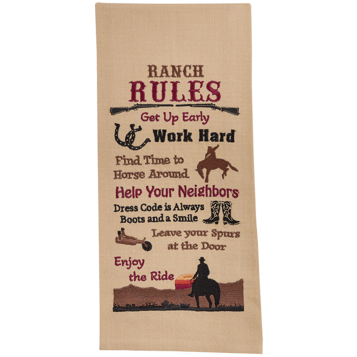 Ranch Ruled Embroidered Dishtowel