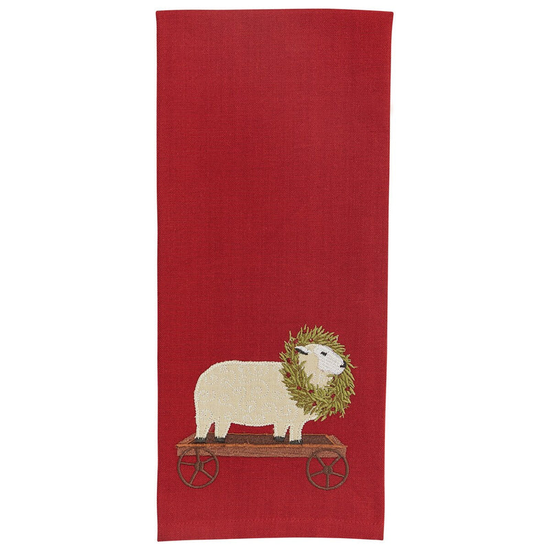 Sheep with Wreath Tea Towel