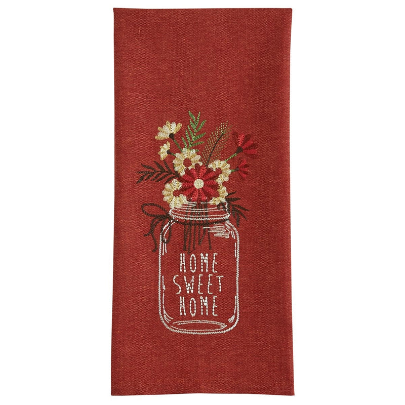 Home Sweet Home Embroidered Mason Jar Dish Towel