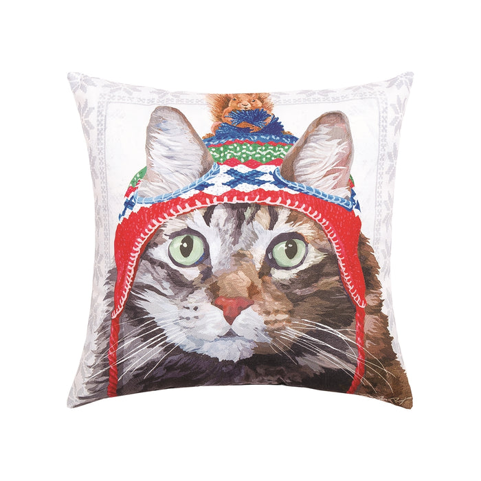 Winter Hat Cat Pillow
