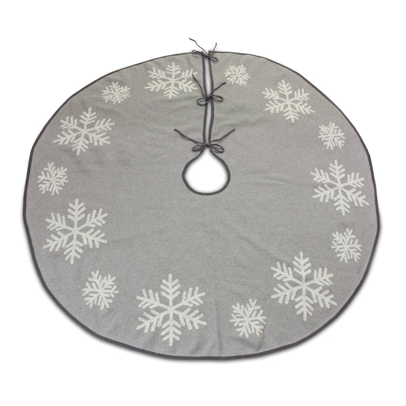 Grey and White Snowflake Tree Skirt