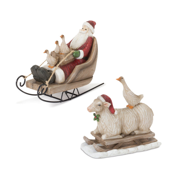 Santa and Animals on Sled - 2 Styles