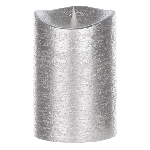 Silver textured candle on a white background