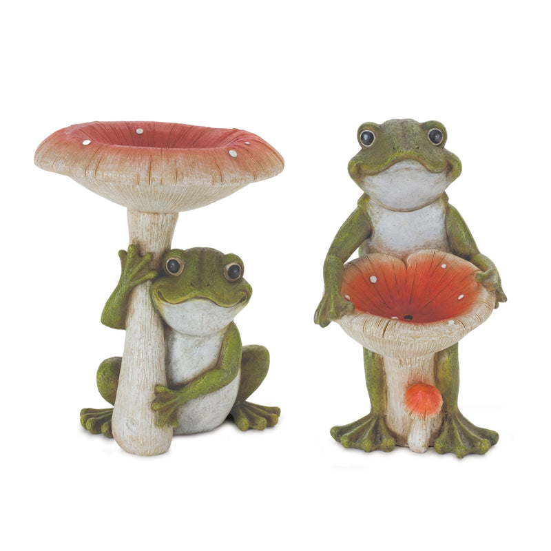 Frog with Mushroom Figurines